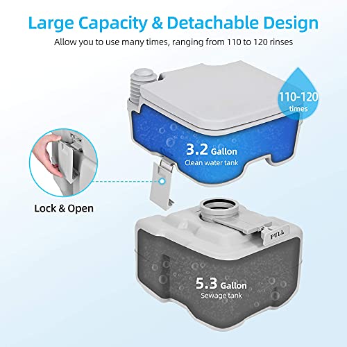 YITAHOME Portable Toilet and Camping Sink, 5.3 Gallon RV Flush Porta Potty, 30 L Hand Washing Station, for Outdoor, RV, Boat, Camper, Travel