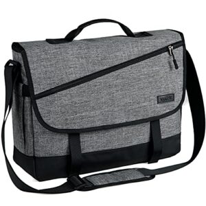 vaschy messenger bag for men, fashion water resistant laptop satchel crossbody shoulder side bag briefcase for men and women for work,school,business gray