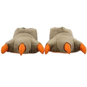 Jurassic World Kids Dinosaur 3-D Claw Feet Plush Slippers (2-3 M US Little Kid, Light Brown)