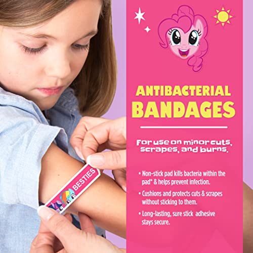 My Little Pony Kids Glitter Bandages, 100 ct Assorted Shapes & Sizes | Wear Like Stickers, Adhesive Bandages for Minor Cuts, Scrapes, Burns. Easter Basket Stuffers for Kids & Toddlers