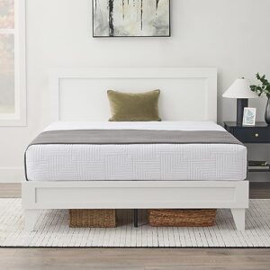 edenbrook delta full bed frame with headboard – no box spring needed – compatible with all mattress types – wood slat support – full size wood platform bed frame – white