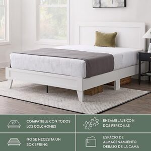 Edenbrook Delta Full Bed Frame with Headboard – No Box Spring Needed – Compatible with All Mattress Types – Wood Slat Support – Full Size Wood Platform Bed Frame – White