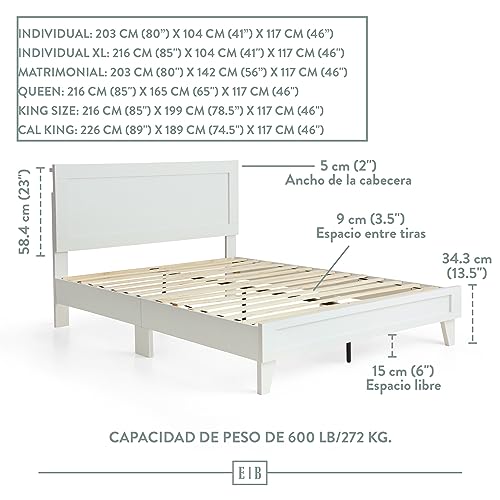 Edenbrook Delta Full Bed Frame with Headboard – No Box Spring Needed – Compatible with All Mattress Types – Wood Slat Support – Full Size Wood Platform Bed Frame – White