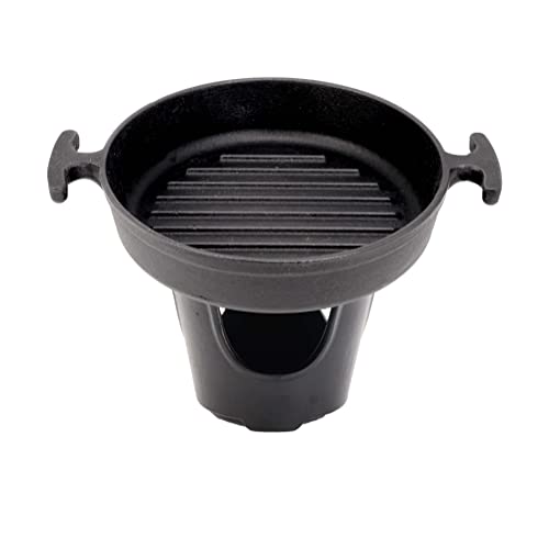 TRUMDAKE Cast Iron Japanese mini hibachi grill individual Tabletop Portable Grill camping cooking Yakiniku grill skillets BBQ Alcohol Stove Roasting grill （7" Diameter）