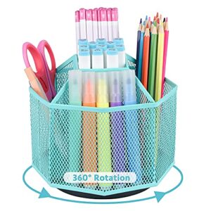 cute rotate art supply organizer, colored pencil holder - art caddy accessories carousel, spinning desk office supplies storage for home, office, classroom & art studio - green