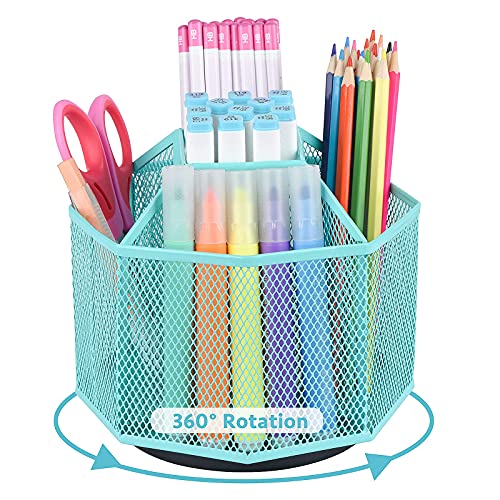 Cute Rotate Art Supply Organizer, Colored Pencil Holder - Art Caddy Accessories Carousel, Spinning Desk Office Supplies Storage for Home, Office, Classroom & Art Studio - Green