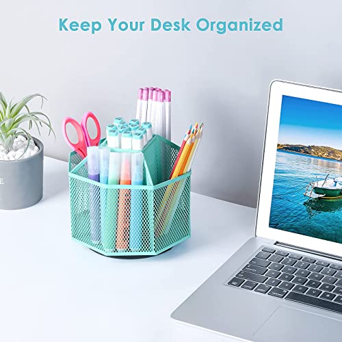 Cute Rotate Art Supply Organizer, Colored Pencil Holder - Art Caddy Accessories Carousel, Spinning Desk Office Supplies Storage for Home, Office, Classroom & Art Studio - Green