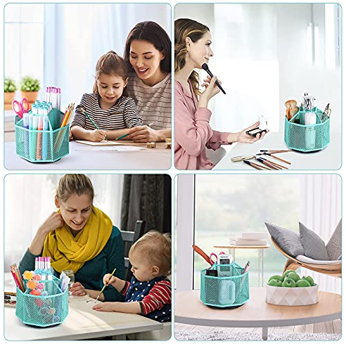 Cute Rotate Art Supply Organizer, Colored Pencil Holder - Art Caddy Accessories Carousel, Spinning Desk Office Supplies Storage for Home, Office, Classroom & Art Studio - Green