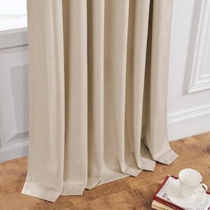 Topfinel Cream Velvet Curtains for Bedroom 96 Inches Length 2 Panels Modern Boho Rod Pocket Blackout Window Treatments Curtains 96 Inches Long for Living Dinning Room Nursery Sliding Door,52x96,Beige