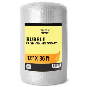 mr. pen- bubble cushioning wrap roll, 12 inch x 36 feet, perforated every 12", bubble wrap for packing, bubble wrap roll, packing bubble wrap for moving, shipping bubble wrap, bubble pouches roll