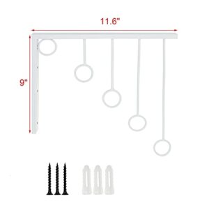 Geesatis 3 Pcs Wall Mounted Garment Racks Closet Clothing Organizer Garment Racks Brackets 5-Rings for Hanging, with Mounting Screws, White