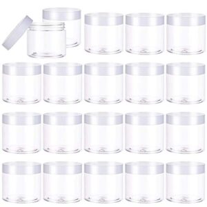 20 pcs 2oz plastic empty jars with lids(white),wide-mouth refillable storage containers for cosmetics,empty storage container for candy,beads,slime making,crafts,creams,gifts