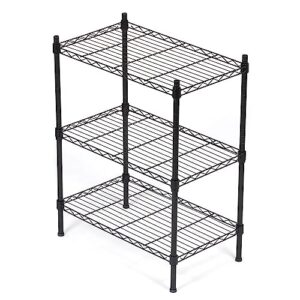 home basics steel wire shelf | heavy duty | open design | easy to assemble | (black, 3 tier | 23.62" x 13.77" x 31.88")