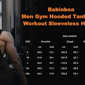 Babioboa Men's Loose Fit Running Hooded Tank Tops Basketball Cut Off Hoodie Sleeveless Workout Muscle Hoodies(Black X-Large)