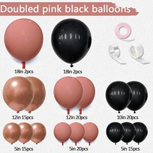 Captank Black Pink Balloon Garland Kit Double Stuffed Dusty Pink Balloons Metallic Rose Gold Balloon Arch Kit Latex Rose Pink Balloon For Birthday Graduation Anniversary Bachelorette Party Decoration