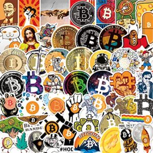 50 pcs bitcoin stickers digital currency stickers for water bottle laptop skateboard luggage guitar car motorcycle bike vinyl waterproof crypto stickers pack suitable for teens adults