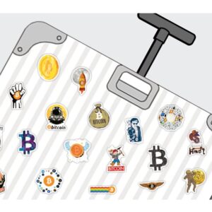 50 Pcs Bitcoin Stickers Digital Currency Stickers for Water Bottle Laptop Skateboard Luggage Guitar Car Motorcycle Bike Vinyl Waterproof Crypto Stickers Pack Suitable for Teens Adults