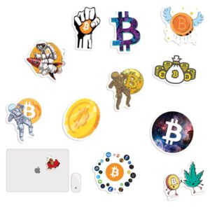 50 Pcs Bitcoin Stickers Digital Currency Stickers for Water Bottle Laptop Skateboard Luggage Guitar Car Motorcycle Bike Vinyl Waterproof Crypto Stickers Pack Suitable for Teens Adults