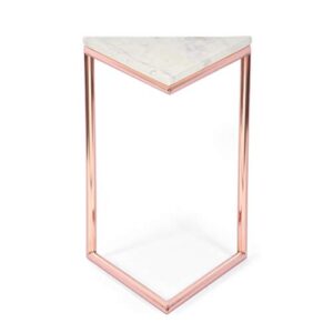 christopher knight home corral side table, rose gold + white