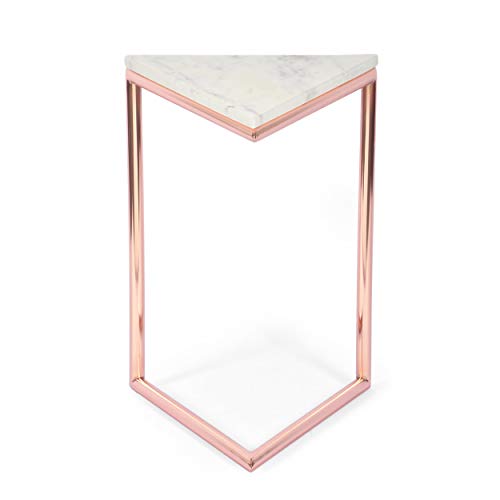 Christopher Knight Home Corral Side Table, Rose Gold + White