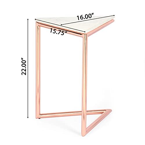 Christopher Knight Home Corral Side Table, Rose Gold + White