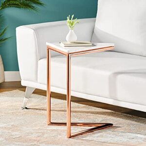 Christopher Knight Home Corral Side Table, Rose Gold + White