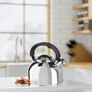 OGGI Tea Kettle for Stove Top - 64oz / 1.9lt, Stainless Steel Kettle with Loud Whistle, Ideal Hot Water Kettle and Water Boiler - Silver Mirror