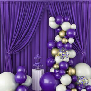 10ftx10ft purple wrinkle-free backdrop drapes curtains, purple polyester background decorations for wedding home party supplies