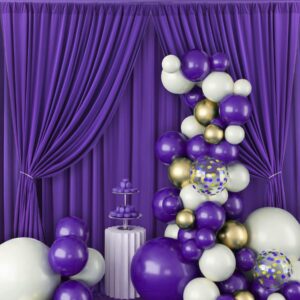 10ftx10ft Purple Wrinkle-Free Backdrop Drapes Curtains, Purple Polyester Background Decorations for Wedding Home Party Supplies