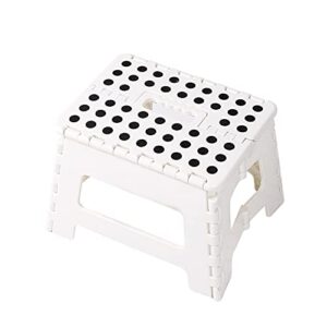 folding step stool, 9 inch collapsible stool premium heavy duty stepping stool portable foldable step stools for adults kids, kitchen garden bathroom rv, small stool, white