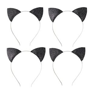 jiaduo 4 pack cat ears headband black glitter cat hairband for girls women halloween costume accessories for noir catwoman