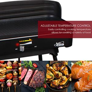 Artestia Electric Grill Outdoor Smokeless 2 IN 1 BBQ Grills Temperature Control Portable Removable 1500W Stand Grill for Cooking, BBQ Party, Black