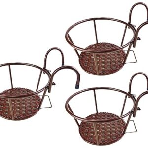 NEISRAI Iron Art Metal Railing Flower Pot Hanging Basket for Indoor Pot Holder Hanger 3 Pack Outdoor Plants Perfect for Porches and Patio Decor (Champagne)