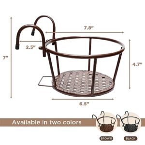 NEISRAI Iron Art Metal Railing Flower Pot Hanging Basket for Indoor Pot Holder Hanger 3 Pack Outdoor Plants Perfect for Porches and Patio Decor (Champagne)