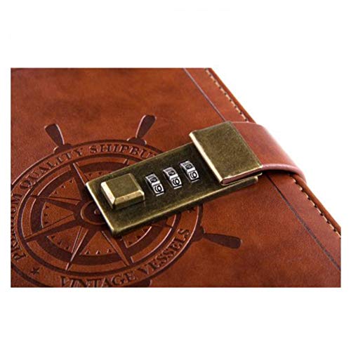 Journal B6 Notebook Creative Password Lock Journal PU Leather Combination Lock Diary Digital Password Locking Journal Diary Portable (Color : White)