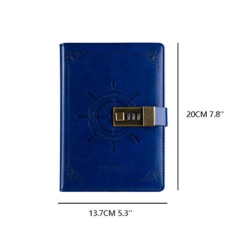 Journal B6 Notebook Creative Password Lock Journal PU Leather Combination Lock Diary Digital Password Locking Journal Diary Portable (Color : White)