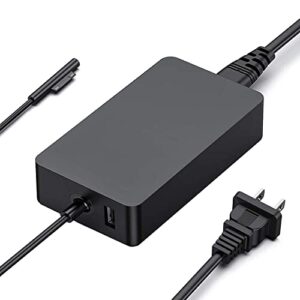 surface pro charger, 15v 4a 65w adapter compatible with microsoft surface laptop 1/2/3, new surface pro 7/6/5/4/3/x, surface go 1/2, surface book 1/2, surface laptop go