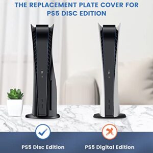 Black PS5 Faceplate Case Cover Customized PS5 Plate for Disc Playstation 5 Console Hard Shell Skin Replacement Cover Plates Matt Black Side Plate for Playstation 5