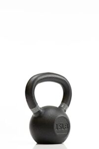 tru grit fitness – cast iron kettlebells – 15lb – easy grip handle – powder coated - home gym or office strength training equipment