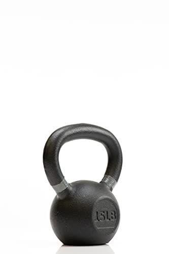 Tru Grit Fitness – Cast Iron Kettlebells – 15lb – Easy Grip Handle – Powder Coated - Home Gym or Office Strength Training Equipment