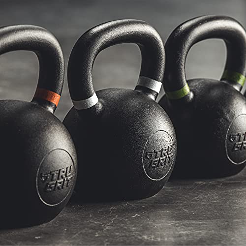 Tru Grit Fitness – Cast Iron Kettlebells – 15lb – Easy Grip Handle – Powder Coated - Home Gym or Office Strength Training Equipment