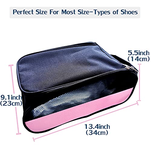 Getfitsoo Golf Shoe Bag, Golf Shoes Bags Men/Women Outdoor Zippered Carrier Bags with Ventilation Sport Shoes Bag Travel Shoe Bags (Light Pink)