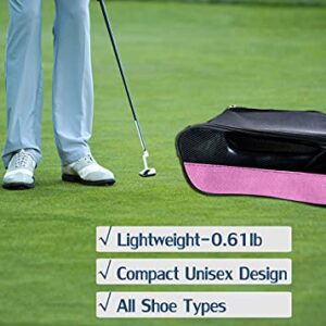 Getfitsoo Golf Shoe Bag, Golf Shoes Bags Men/Women Outdoor Zippered Carrier Bags with Ventilation Sport Shoes Bag Travel Shoe Bags (Light Pink)