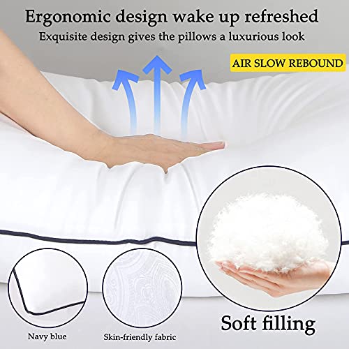 HOOMQING Bed Pillows 2 Pack - Standard Size Cooling Pillows for Sleeping Size Set of 2 for Side Back and Stomach Sleepers, Down Alternative Filling Luxury Pillows (White, Standard)