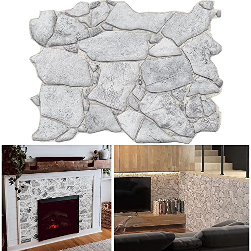 Retro-Art 3D Wall Panels, Pack of 8, Wild Stone in Grey, PVC, 17.5" x 23.75", Cover 23.09 sq.ft. 562WG