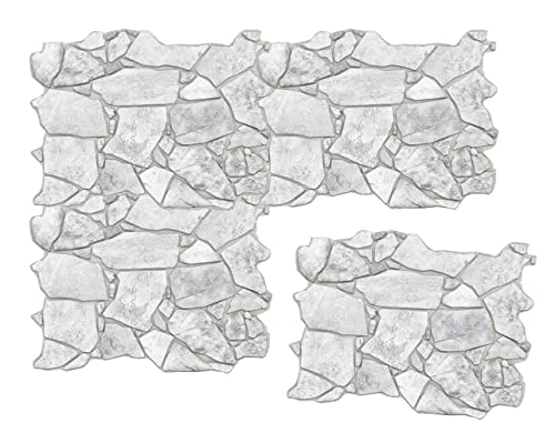 Retro-Art 3D Wall Panels, Pack of 8, Wild Stone in Grey, PVC, 17.5" x 23.75", Cover 23.09 sq.ft. 562WG