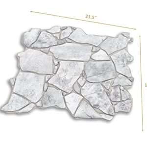 Retro-Art 3D Wall Panels, Pack of 8, Wild Stone in Grey, PVC, 17.5" x 23.75", Cover 23.09 sq.ft. 562WG