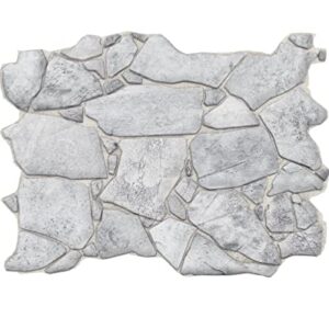 Retro-Art 3D Wall Panels, Pack of 8, Wild Stone in Grey, PVC, 17.5" x 23.75", Cover 23.09 sq.ft. 562WG