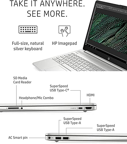 HP Newest Laptop, 15.6" Full HD Touchscreen, Intel Core i7-1165G7, 32GB RAM, 1TB PCIe SSD, Backlit Keyboard, Fingerprint Reader, Webcam, WiFi 5, HDMI, Type-C, Bluetooth, Windows 11 Home, Silver