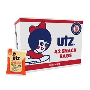 utz crab chips 1 oz. bags, 42 count, crispy fresh potato chips, perfect for vending machines, individual snacks to go, trans-fat free